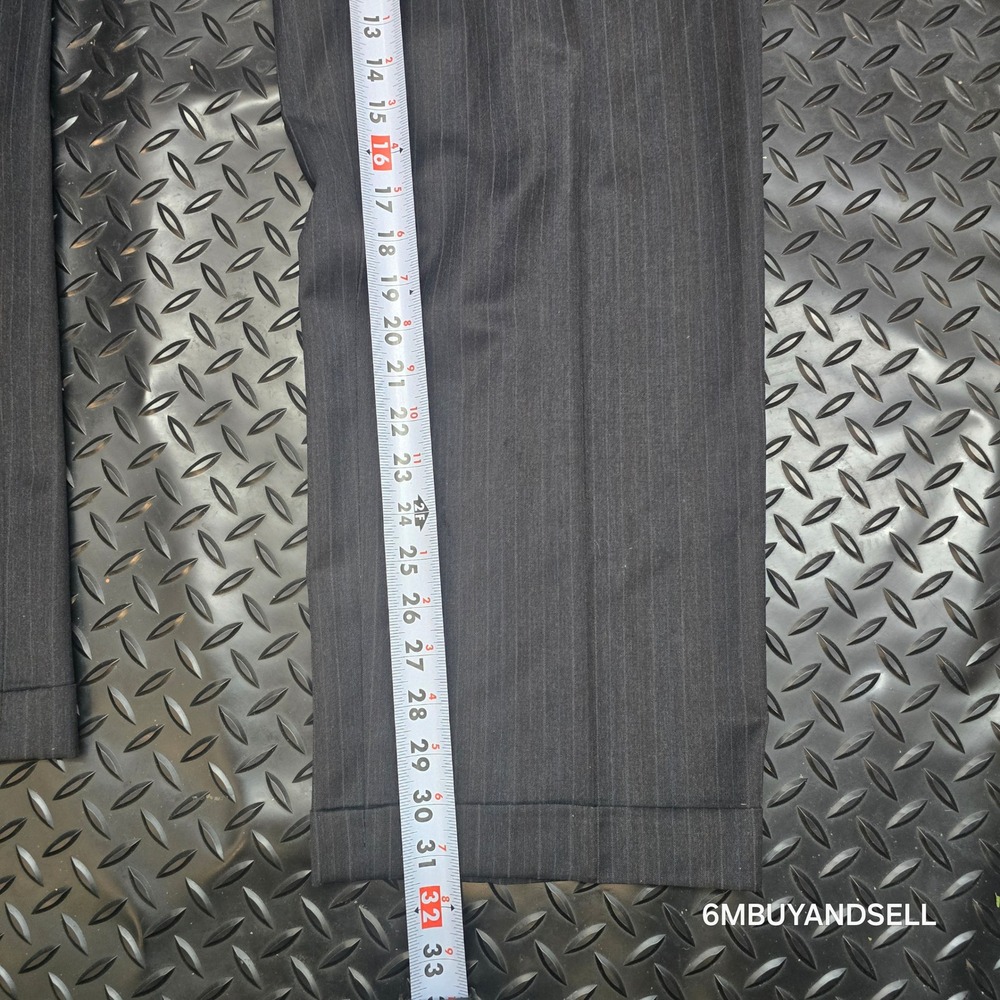 Pronto Uomo Couture Mens 41 Wool Pinstripe Pleated Cuffed Dress Pants Gray - Picture 14 of 15